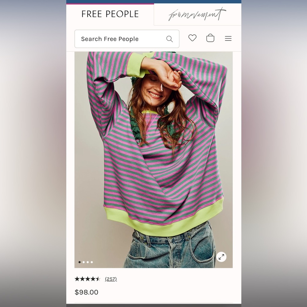Free people oversized striped sweatshirt